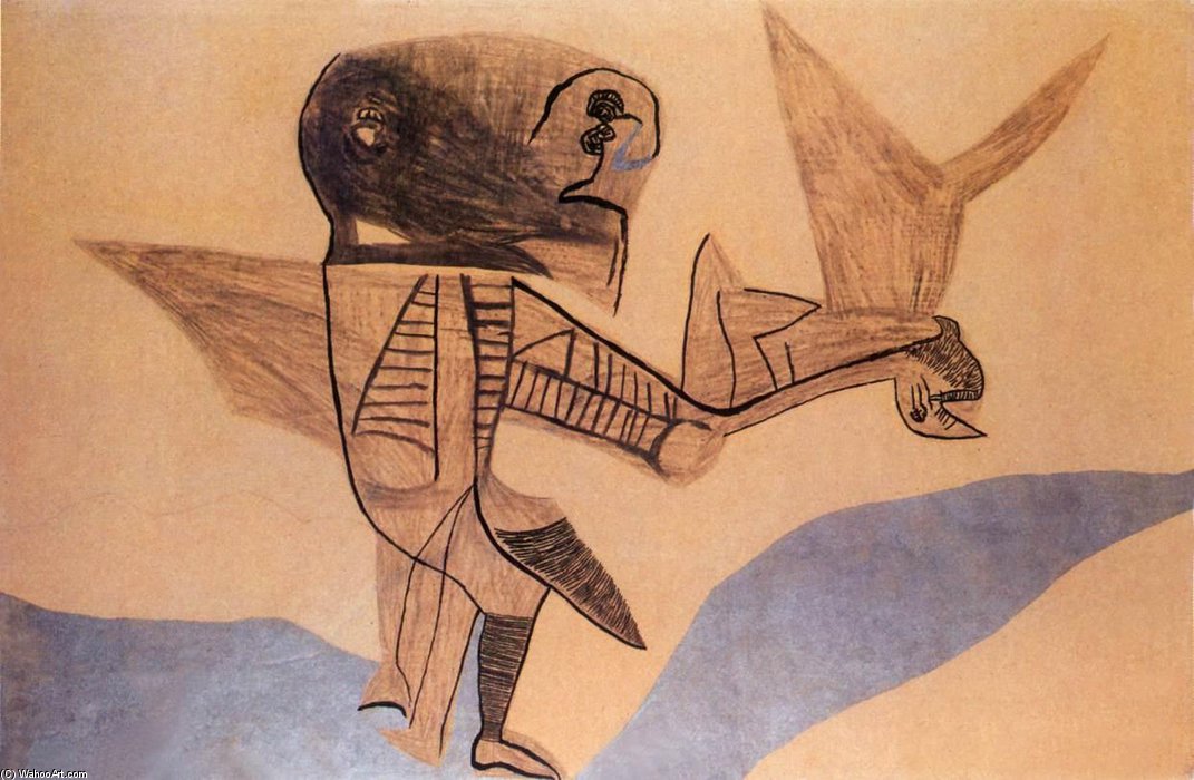 Winged Creature On Silvery Ground — Lajos Vajda