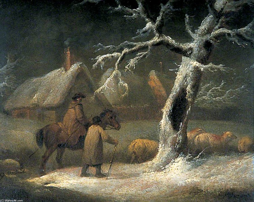 Shepherd In A Snowy Landscape — Джордж Морленд
