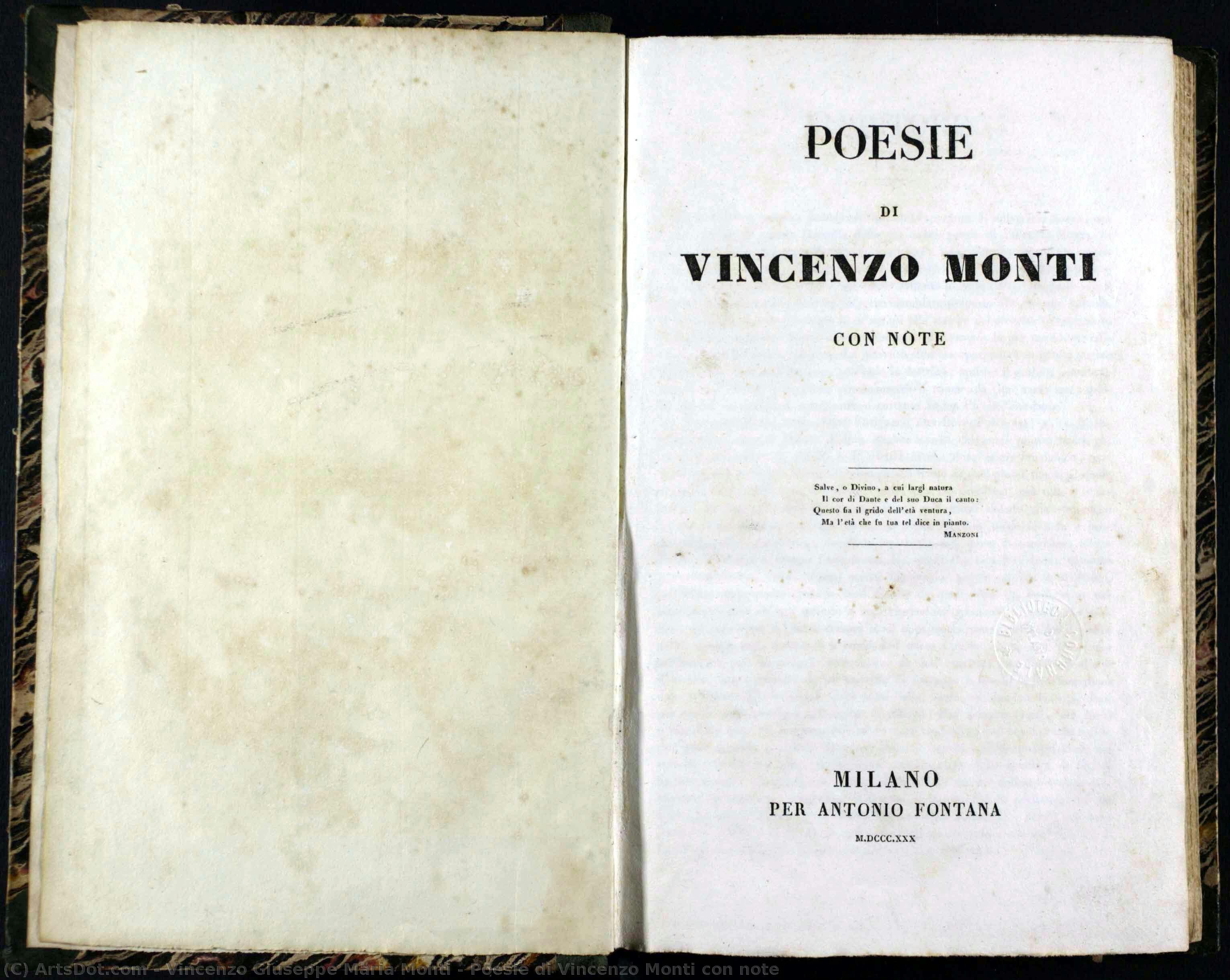 Poesie Di Vincenzo Monti Con Note — Vincenzo Giuseppe Maria Monti