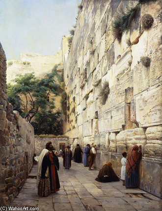 Praying At The Western Wall, Jerusalem — Gustav Bauernfeind
