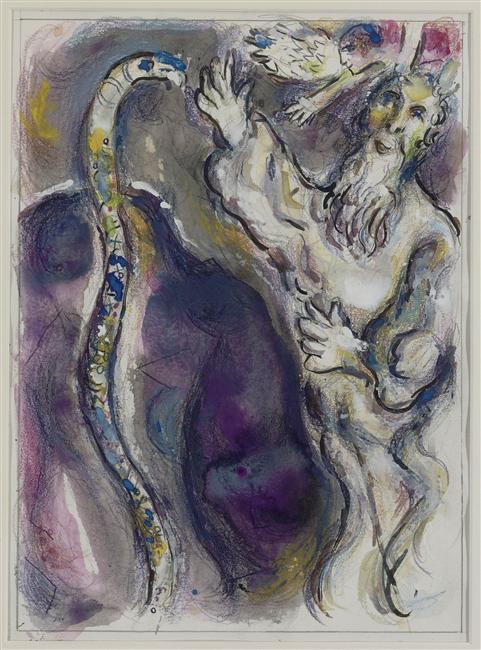 God Turns Moses' Staff Into A Serpent — Марк Шагал