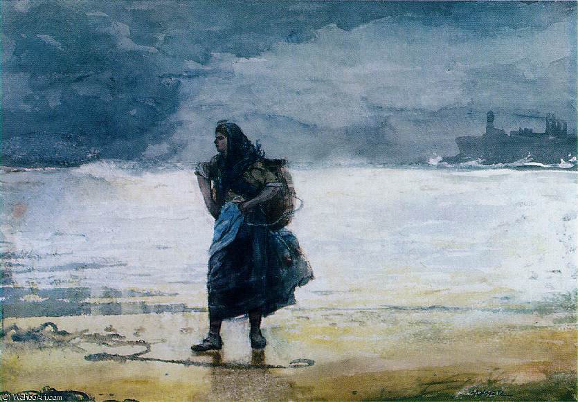 Fisherwoman, Prob.1882, Watercolor, Mr. — Winslow Homer