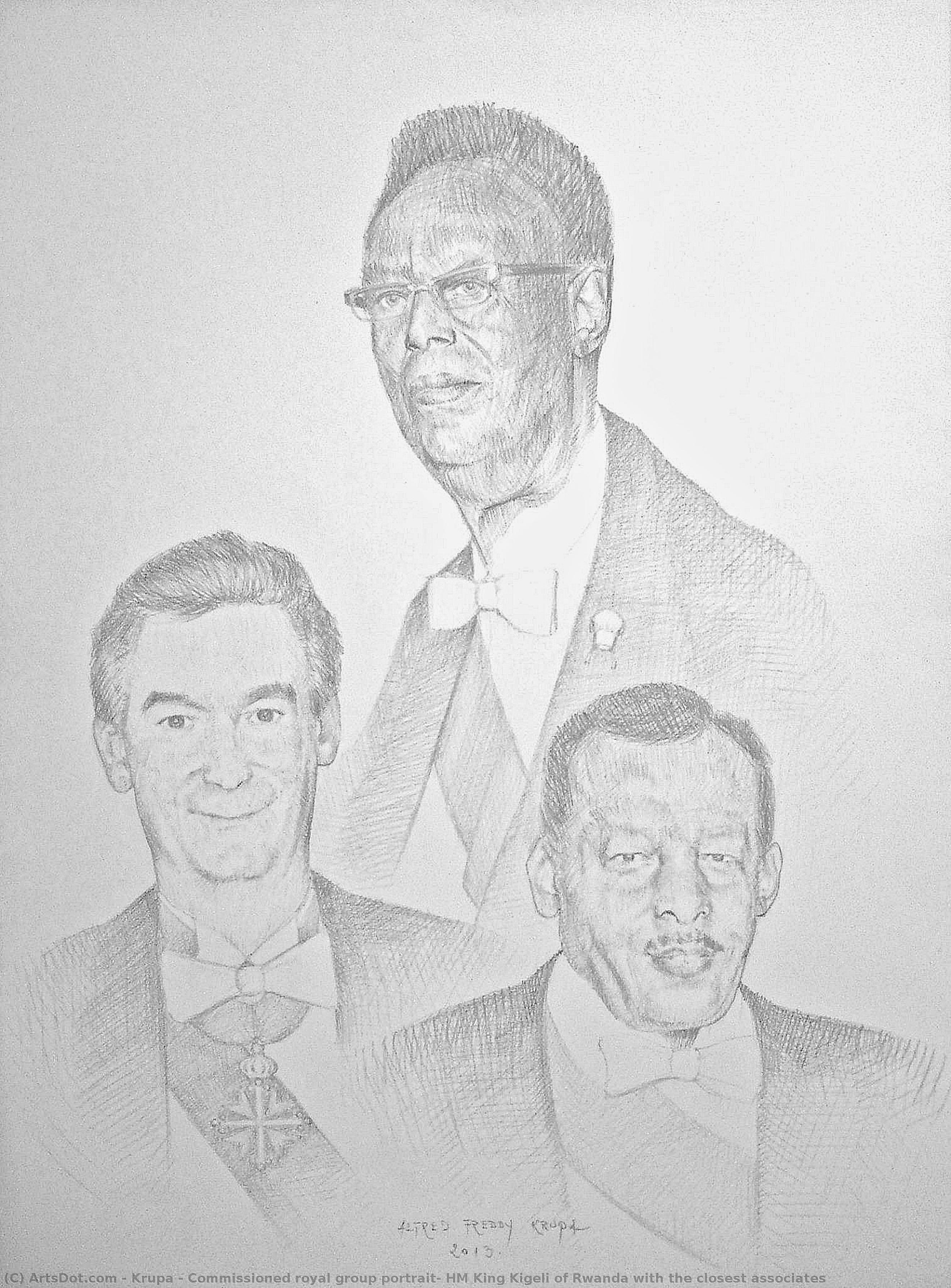 Commissioned Royal Group Portrait: Hm King Kigeli Of Rwanda With The Closest Associates — Alfred Freddy Krupa