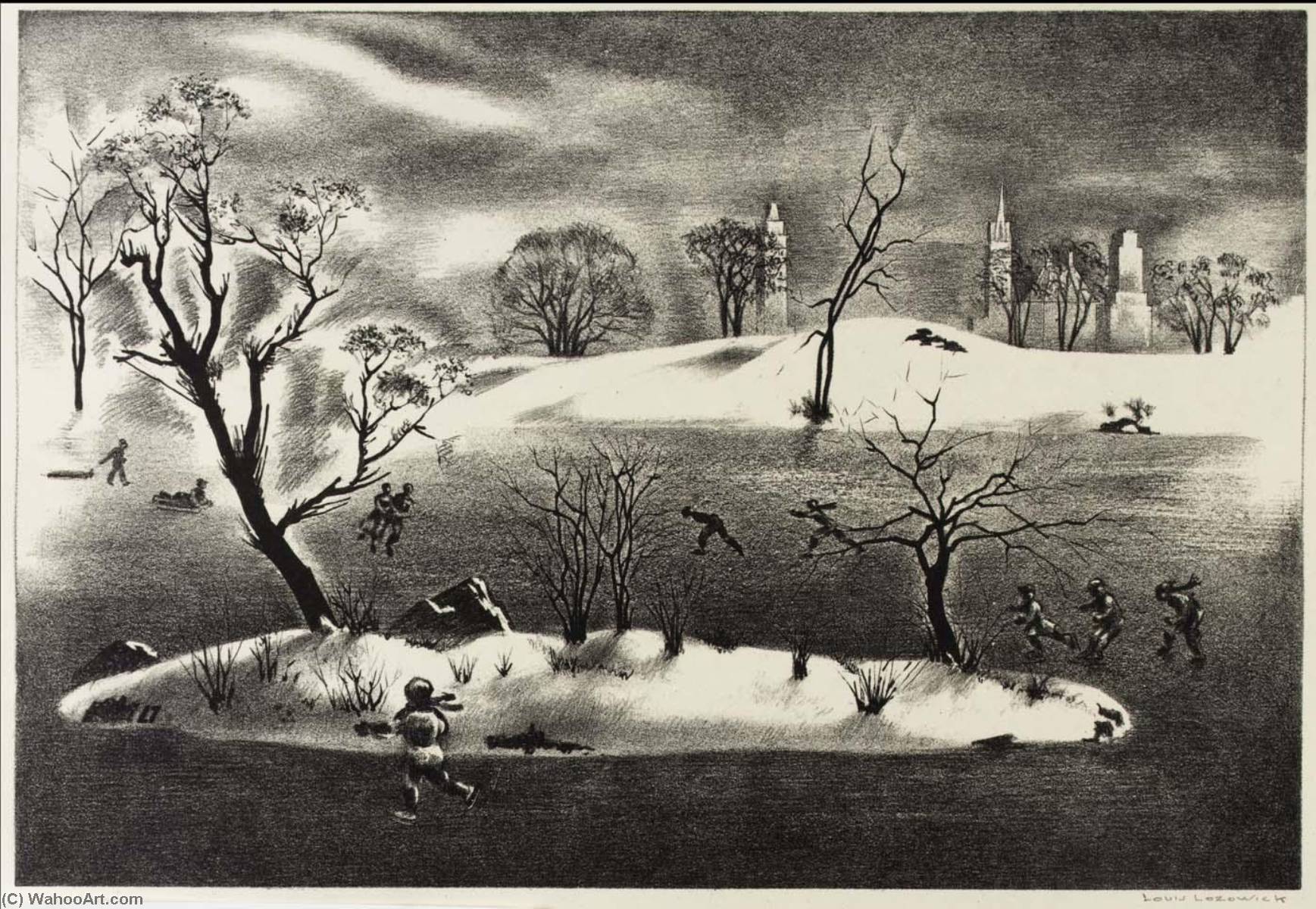 Skaters' Island — Louis Lozowick