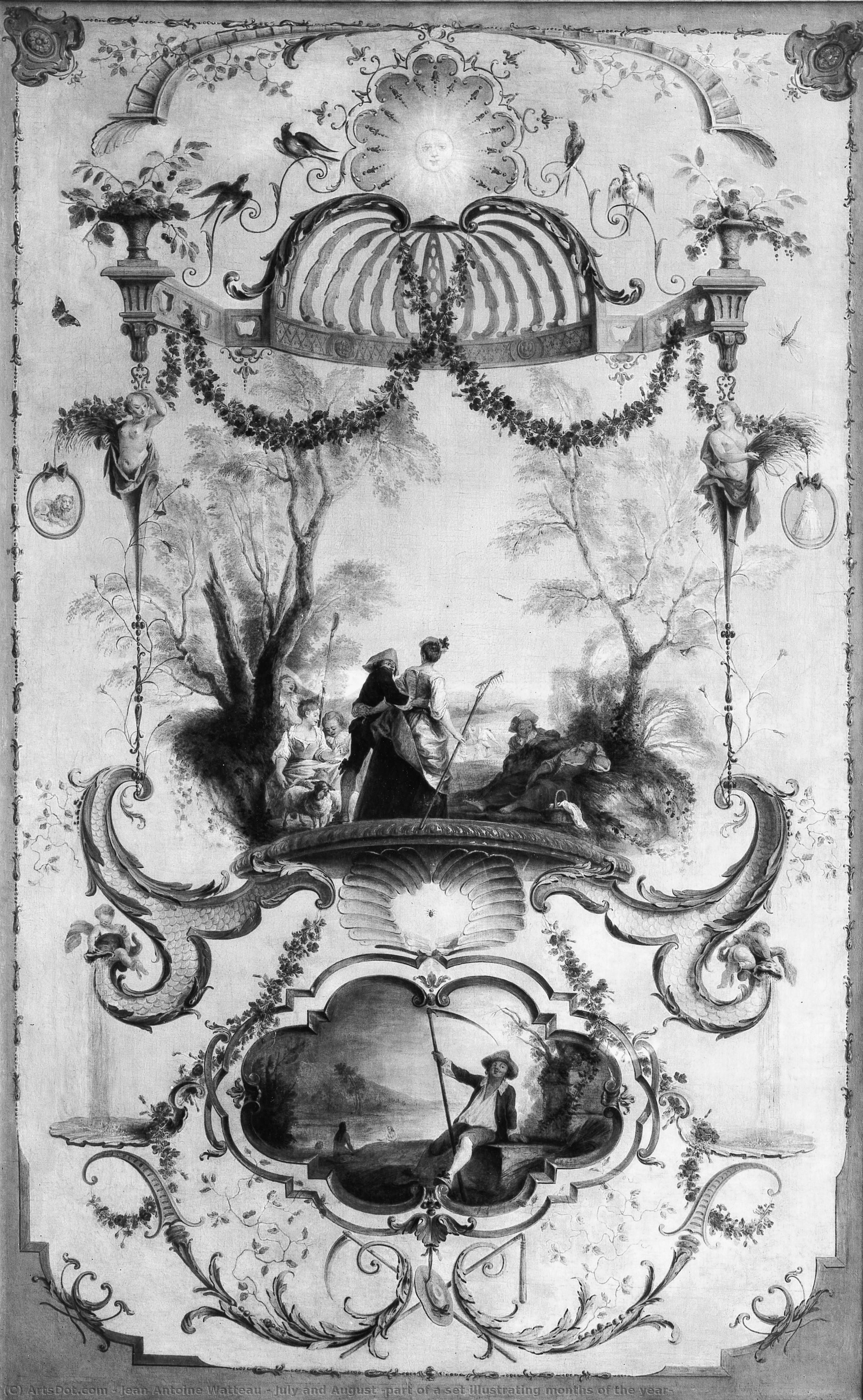 Juli Und August (teil Einer Reihe, Die Die Monate Des Jahres Darstellen) — Jean-antoine Watteau