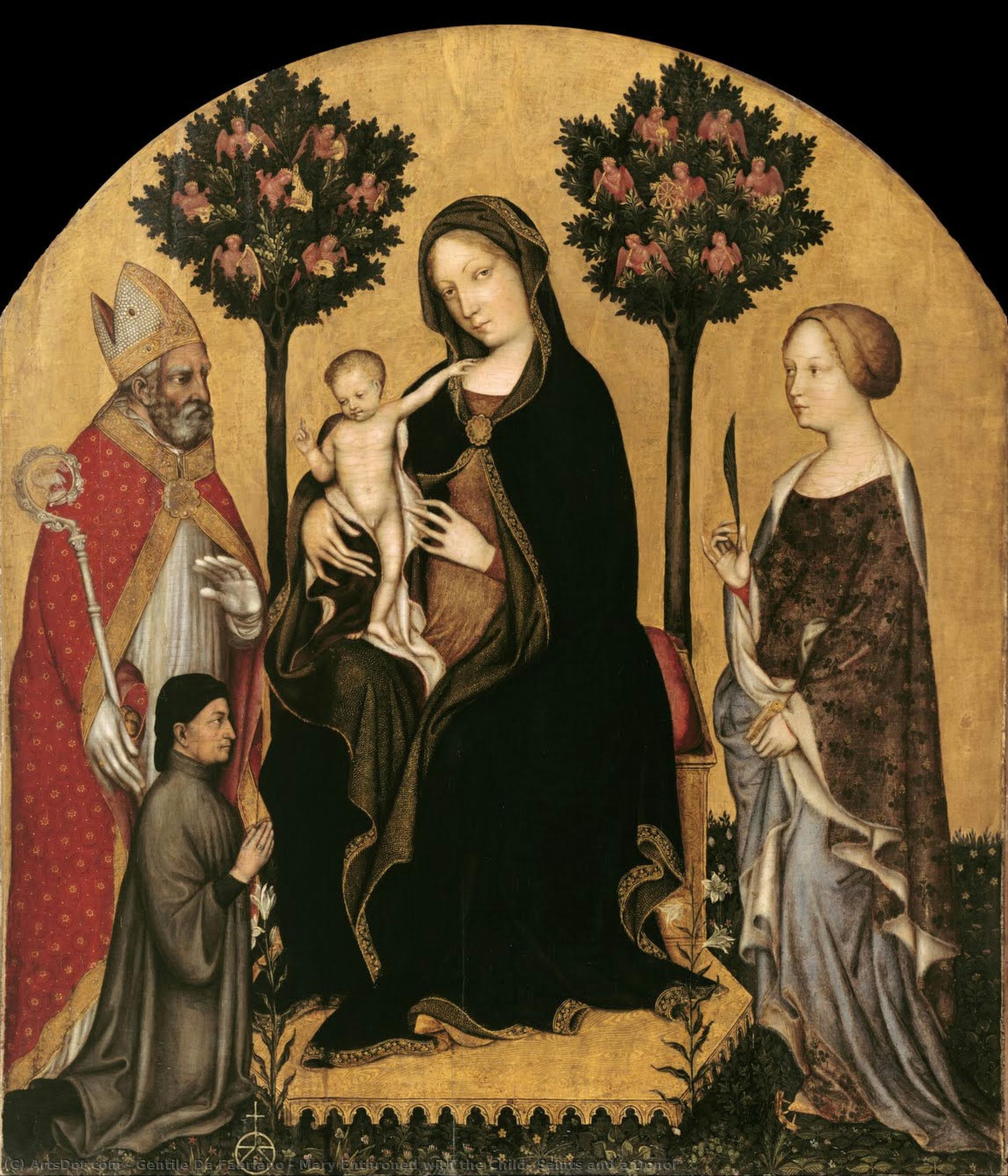 Mary Enthroned With The Child, Saints And A Donor — Gentile Da Fabriano