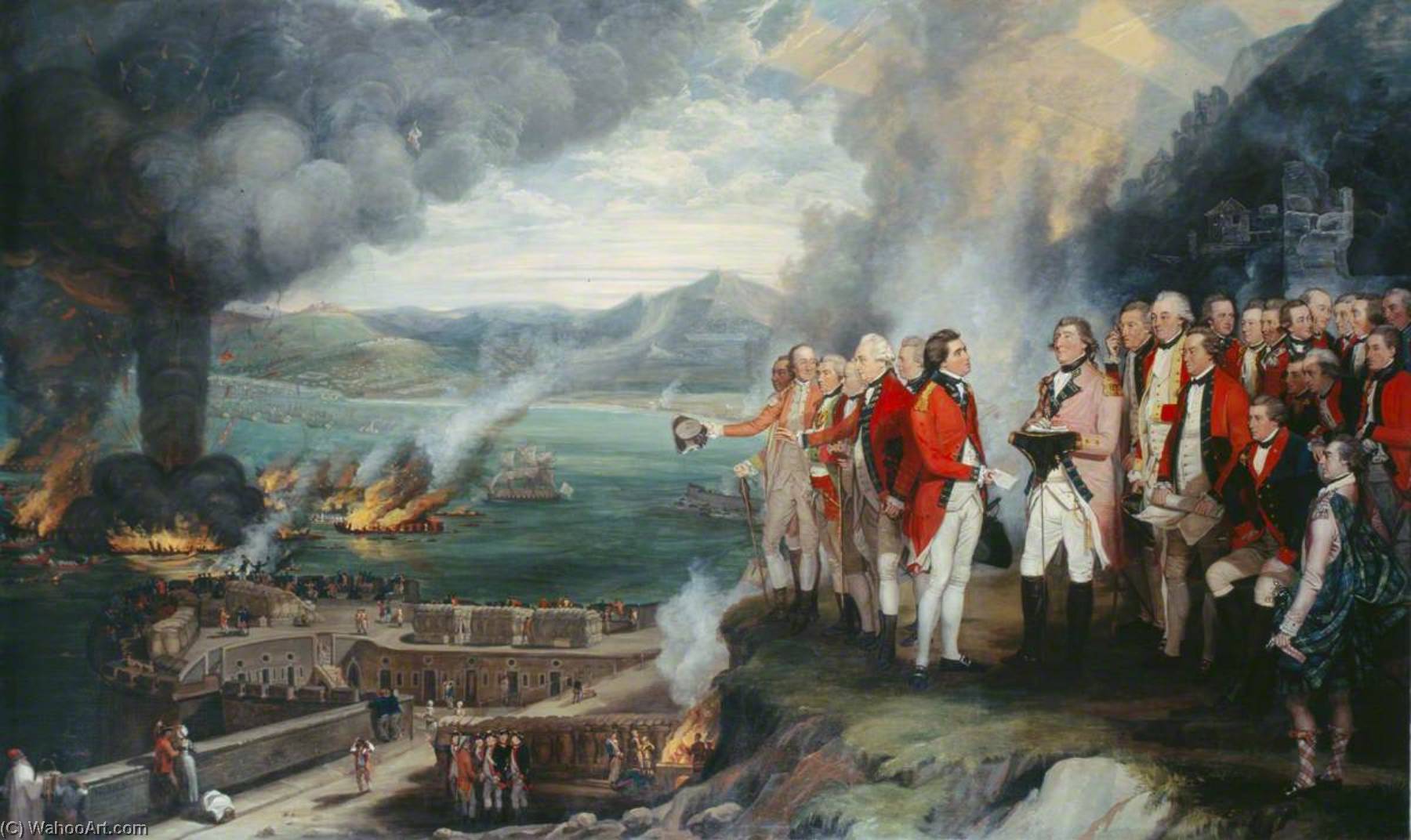 General Eliott (1717–1790), And His Officers Observing The Destruction Of The Floating Batteries, Gibraltar, 14 September 1782 — George Carter