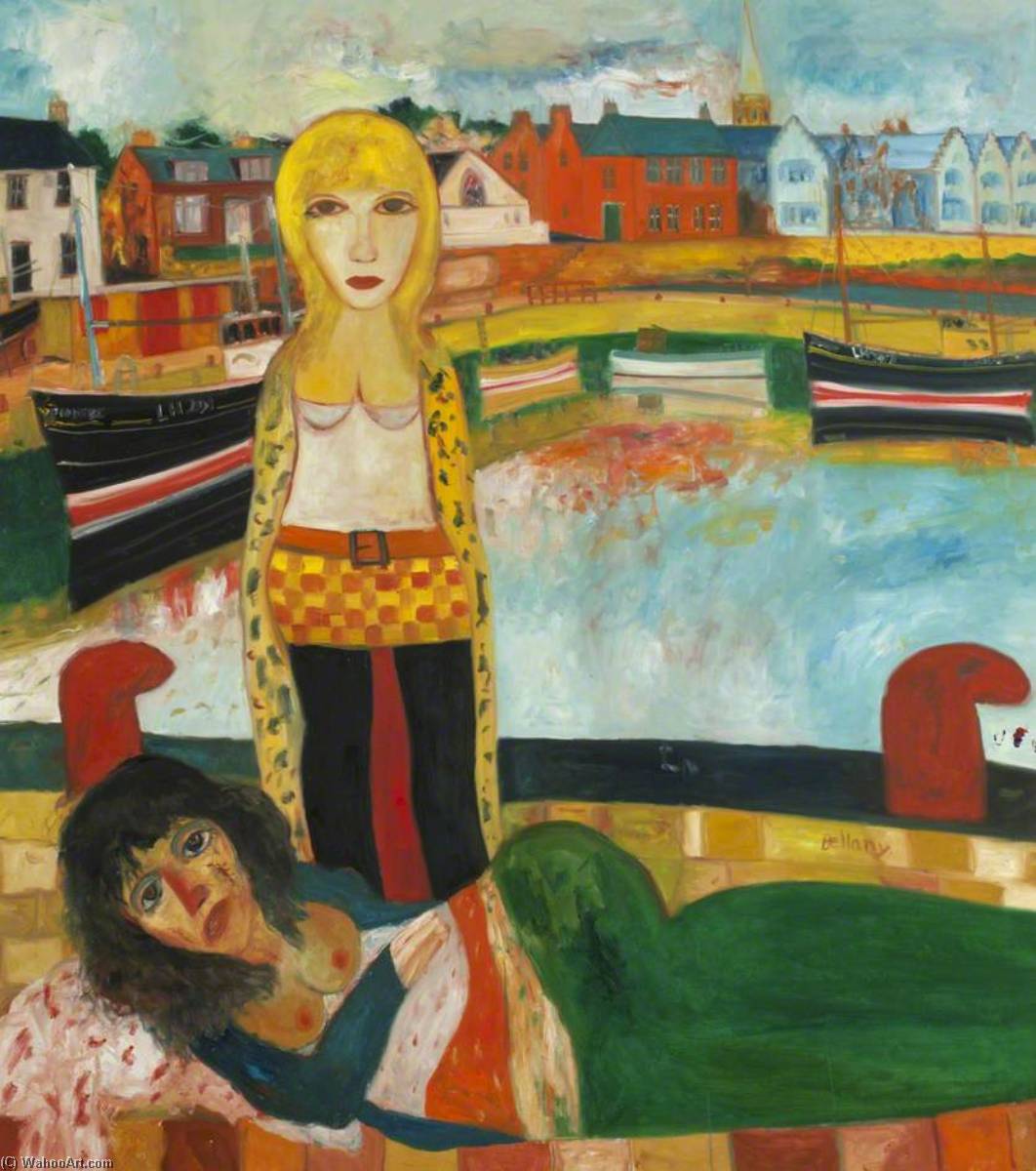Two Girls By Harbour — John Bellany