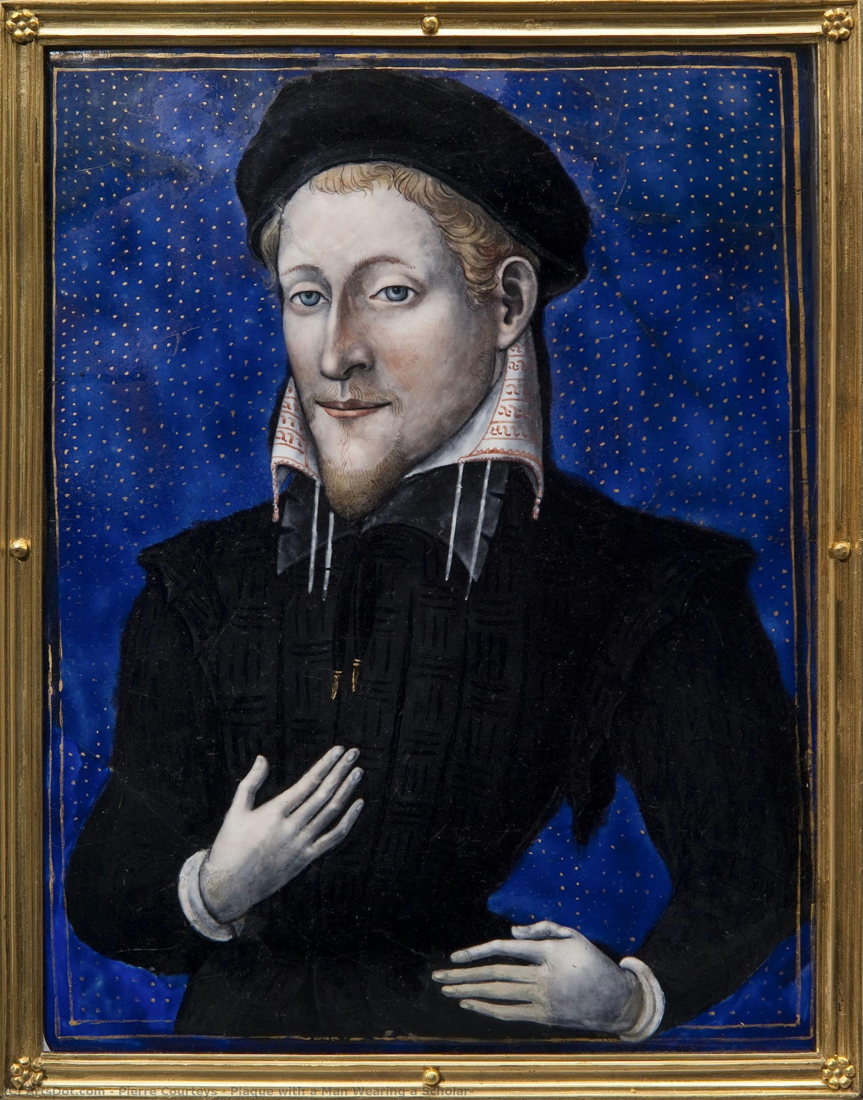 Plaque With A Man Wearing A Scholar — Pierre Courteys