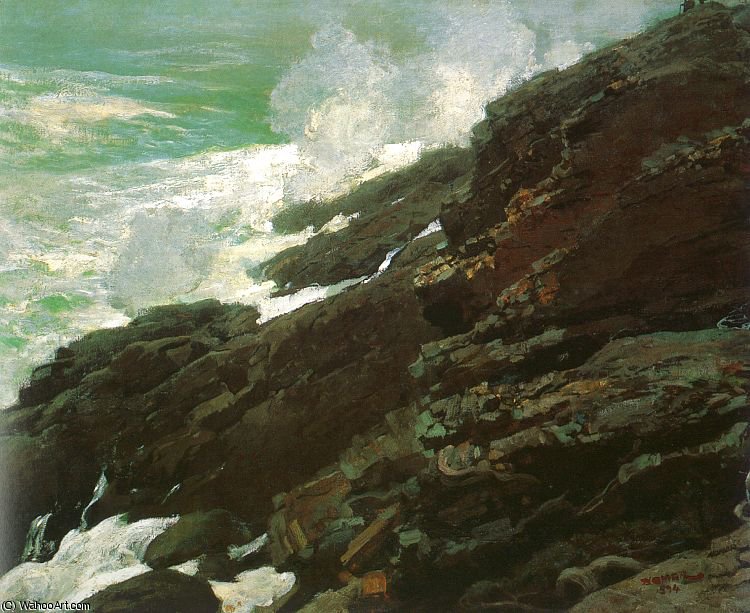 High Cliff, Coast Of Maine, Oil On Canvas, Smith — Winslow Homer