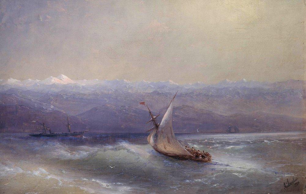 Sea On The Mountains Background — Ivan Konstantinovich Aivazovsky