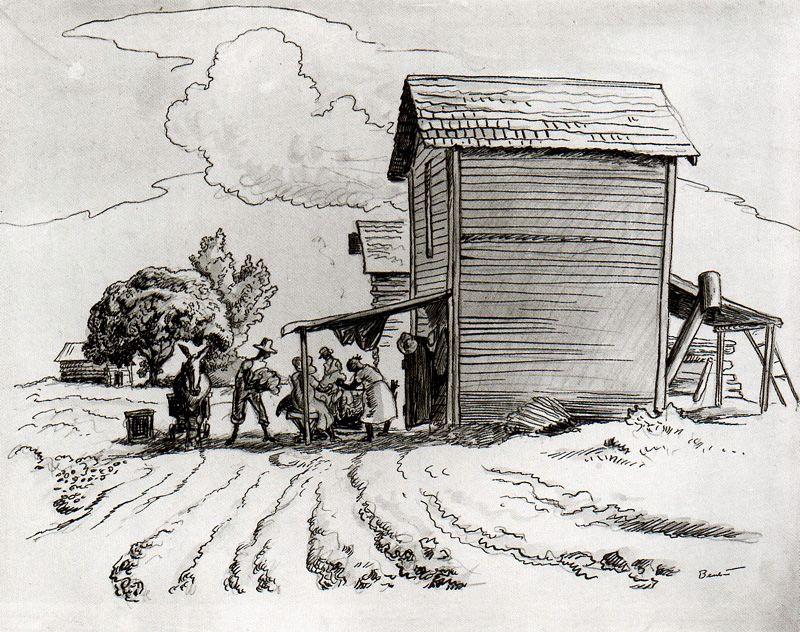 Sorting Tobacco At Firing House — Thomas Hart Benton