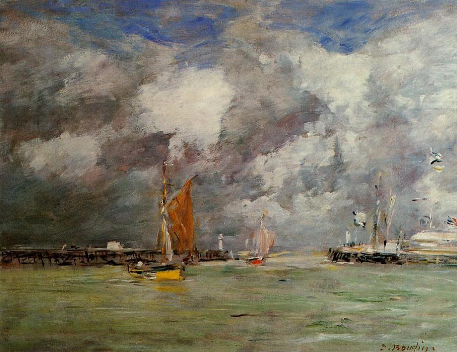 Trouville, The Jettys, High Tide — Eugène Louis Boudin