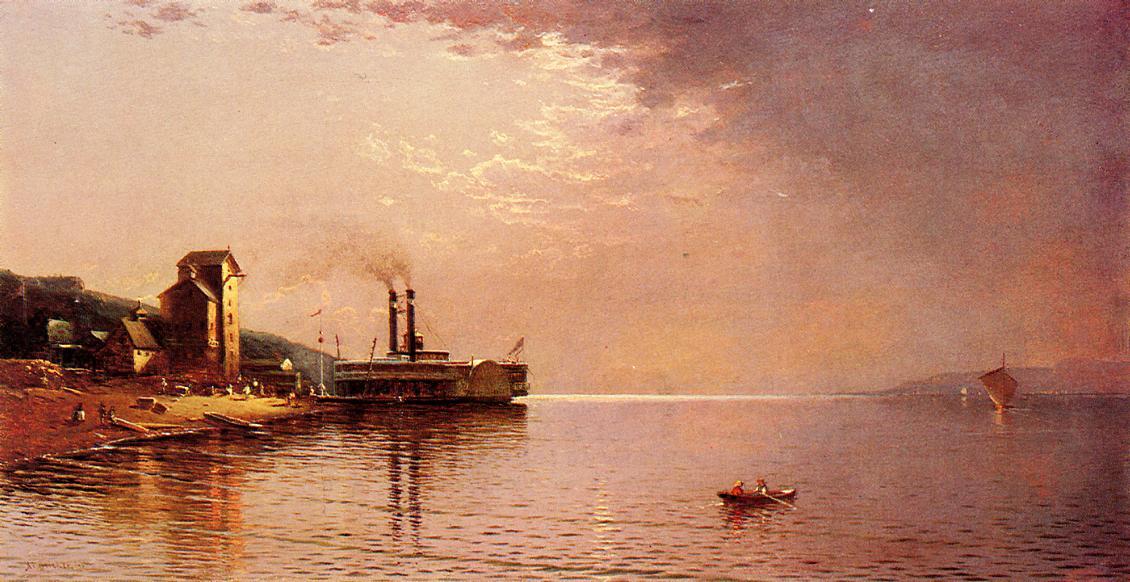The Side-wheeler 'the City Of St. Paul' On The Missippippi River, Dubuque, Iowa (aka Not By Cropsey) — Jasper Francis Cropsey