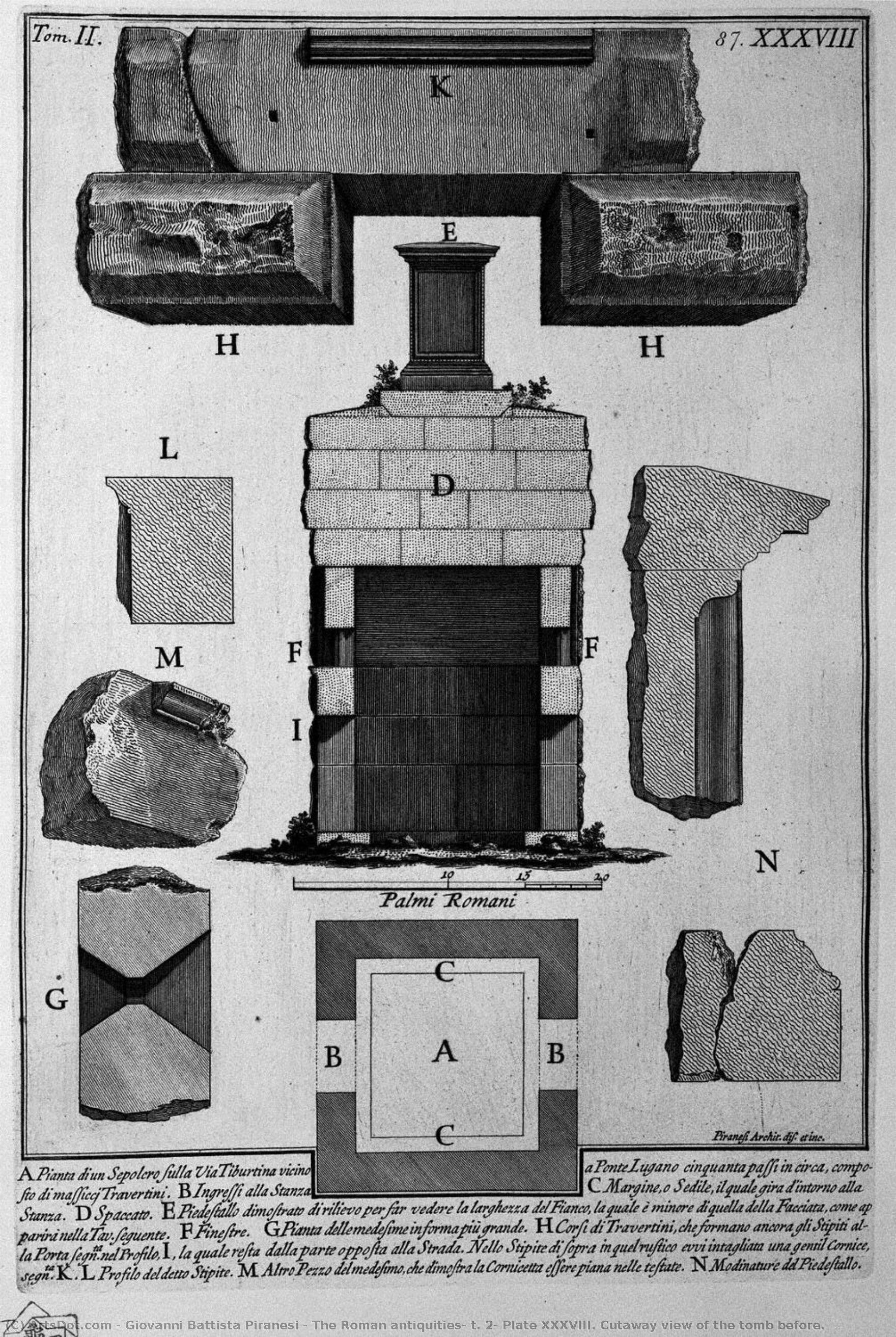 The Roman Antiquities, T. 2, Plate Xxxviii. Cutaway View Of The Tomb Before. — Giovanni Battista Piranesi