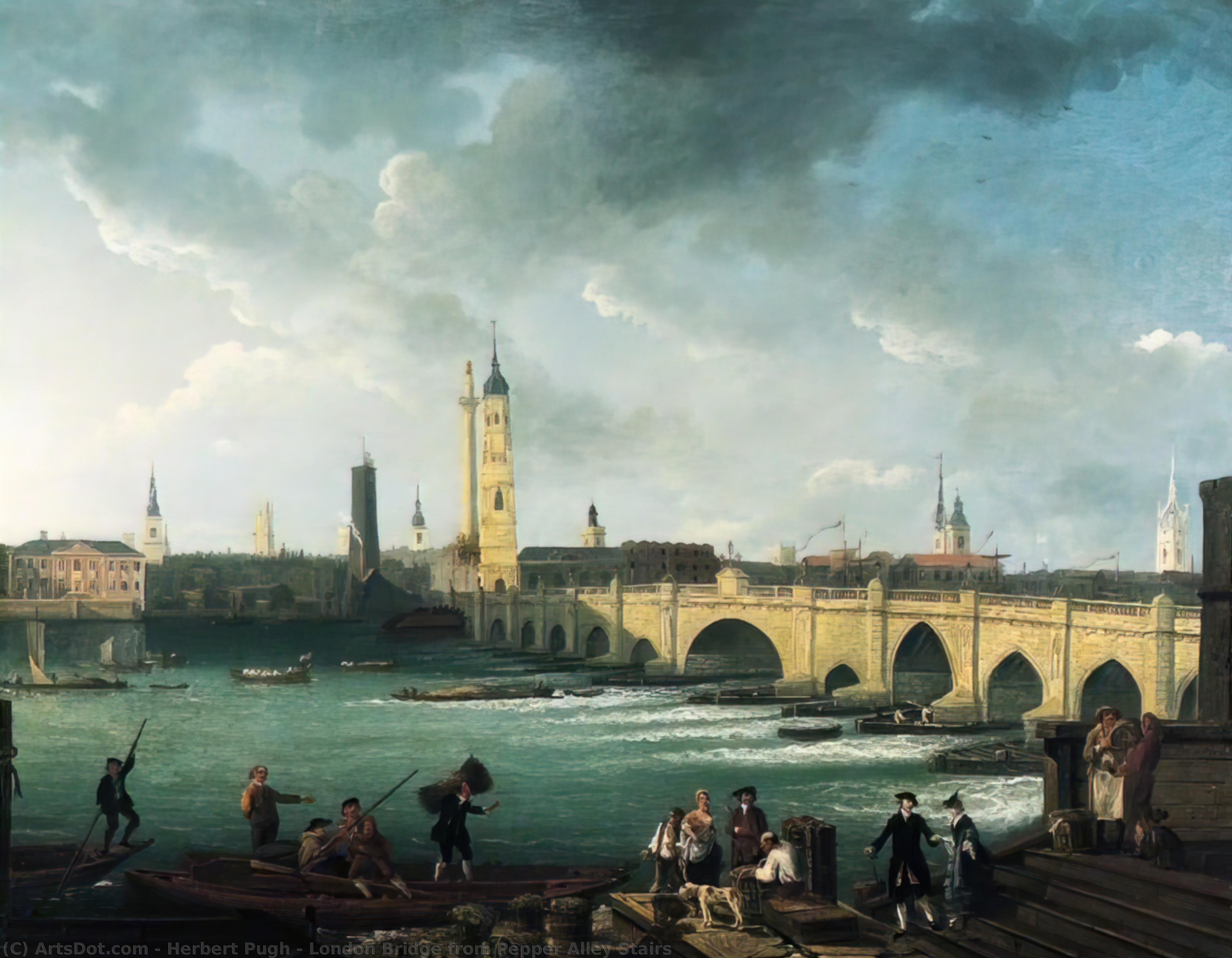 London Bridge From Pepper Alley Stairs — Herbert Pugh