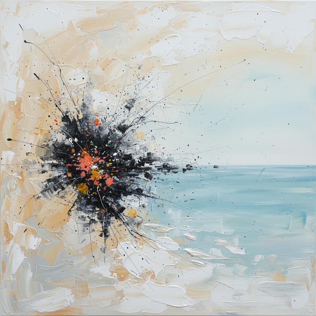 Ephemeral Fracture: An Explosive Convergence Of Charcoal Shadows And Ethereal Light — Christian Noiret