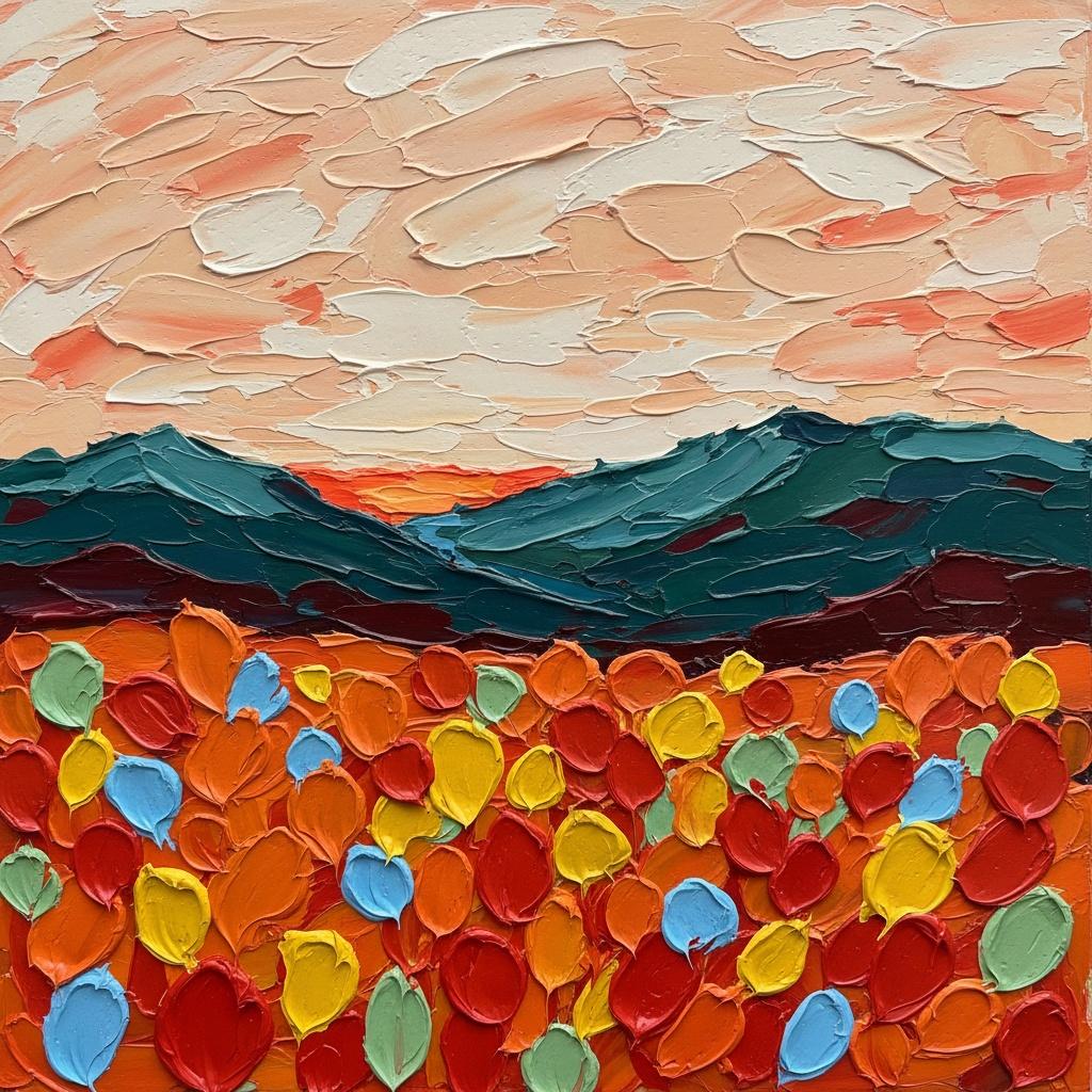 Ethereal Horizon: A Sculptural Symphony Of Crimson Petals And Midnight Peaks — Christian Noiret