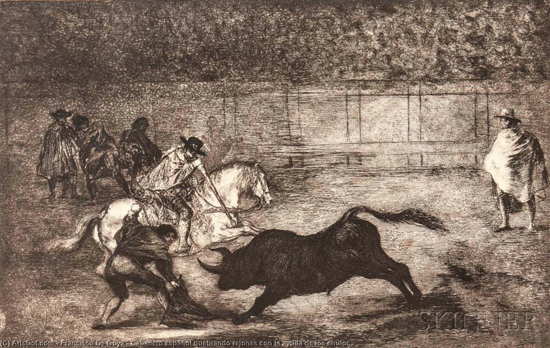 Spanischer Ritter, Der Mit Hilfe Von Schlägern Reiten Bricht — Francisco José De Goya Y Lucientes