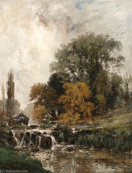 Paysage Avec Chute D'eau — Alexandre Rene Veron