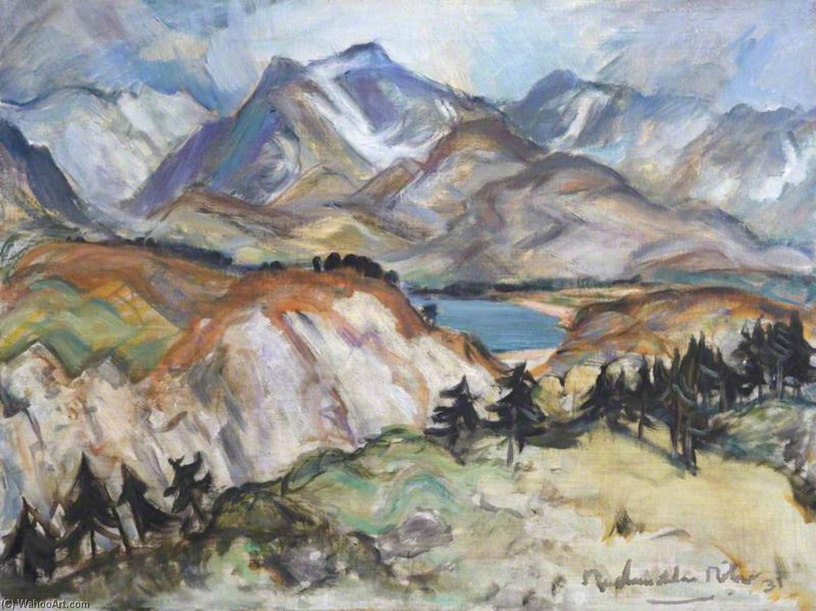 Mountainous Landscape With Fir Trees And A Lake — John Maclauchlan Milne