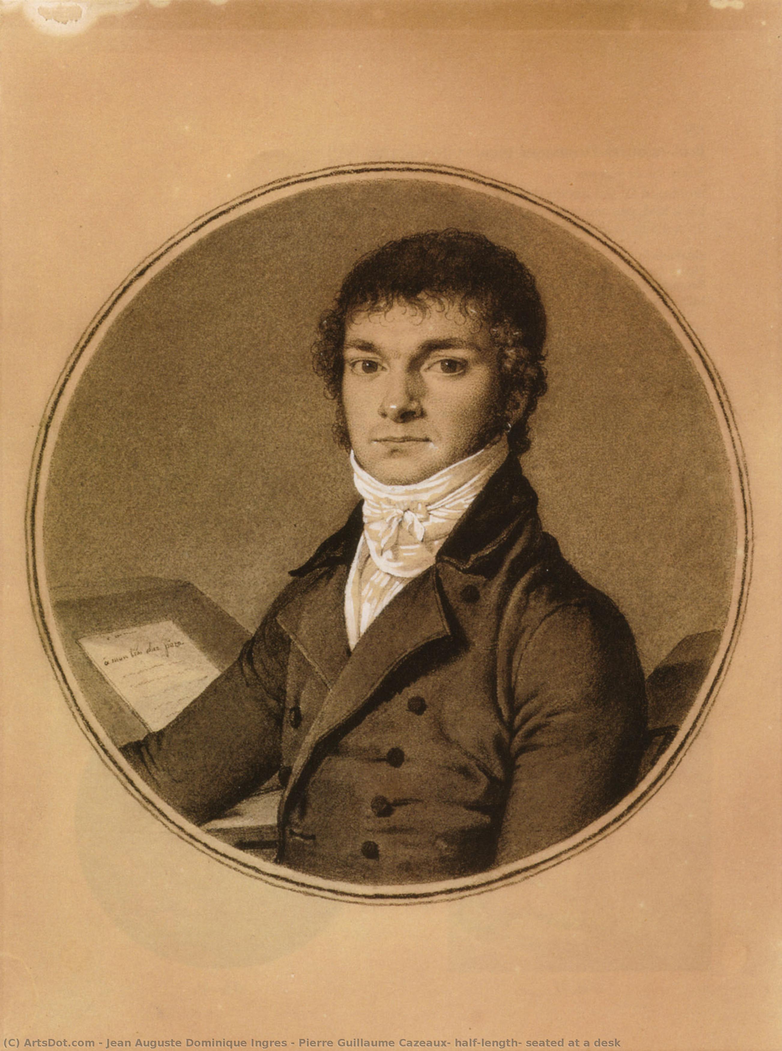Pierre Guillaume Cazeaux, Half-length, Seated At A Desk — Jean-auguste-dominique Ingres