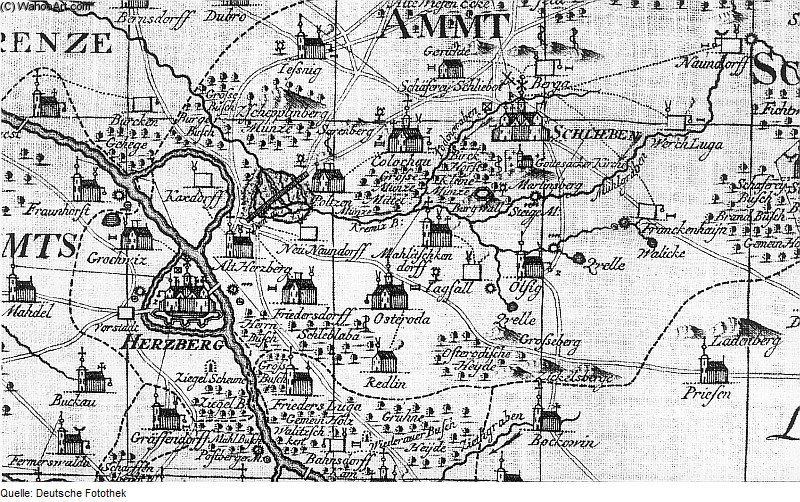Karte Der Ämter Liebenwerda Und Schlieben Von Petrus — Pieter Schenck