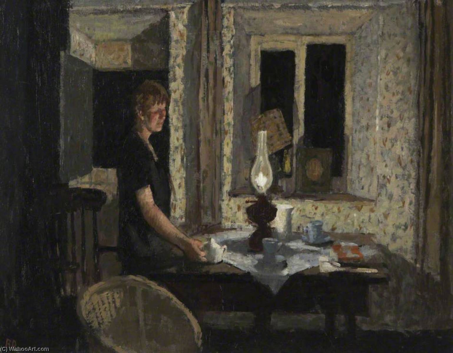 Cottage Interior, Evening — Bernard Dunstan