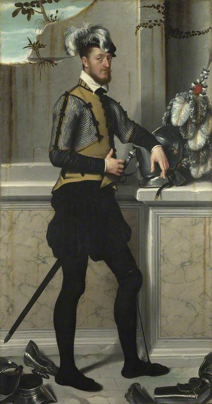 A Knight With His Jousting Helmet ('il Cavaliere Dal Piede Ferito', Conte Faustino Avogadro ( ) ) — Moroni, Giovanni Battista