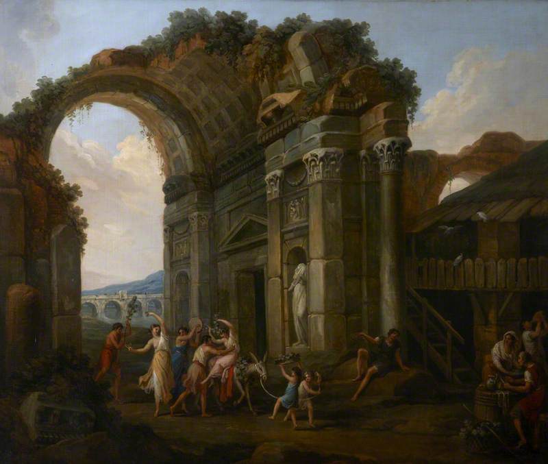 A Procession Of Classical Figures With A Donkey And A Tambourine (a Set Of Six Decorative Wall Panels) — Antonio Zucchi