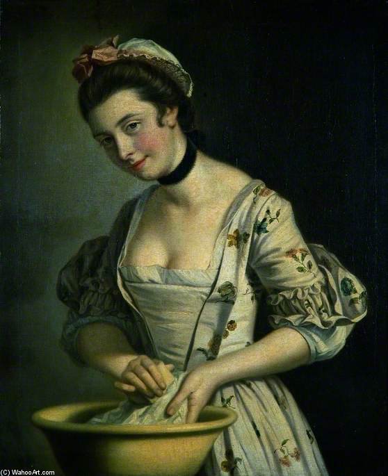 A Lady's Maid Soaping Linen - — Henry Robert Morland