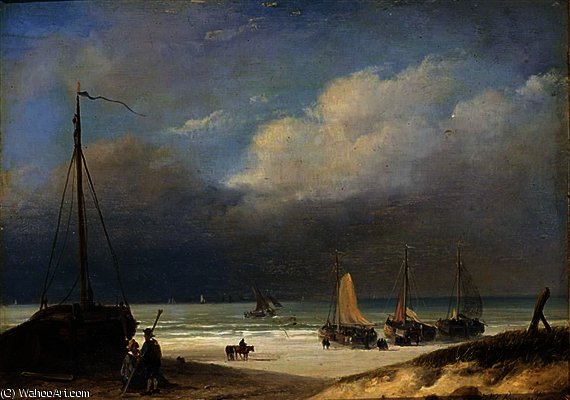 Bomschuiten On The Beach — Nicolaas Johannes Roosenboom