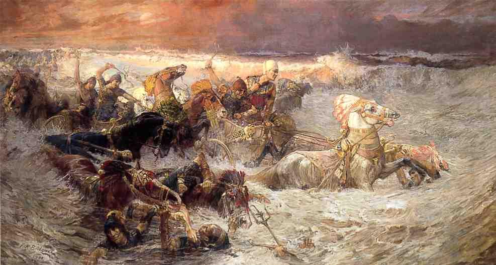 Pharoah And His Army Engulfed By The Red Sea — Frederick Arthur Bridgman