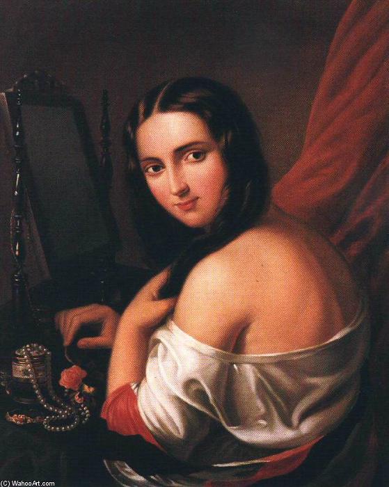 Woman Seated Before A Mirror — Jakab Marastoni (giacomo Antonio Marastoni)