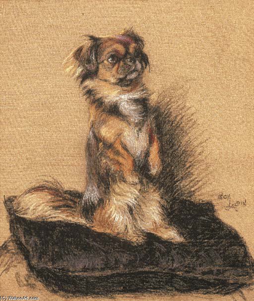 A Pekingese Seated On A Cushion — Beatrice Parsons