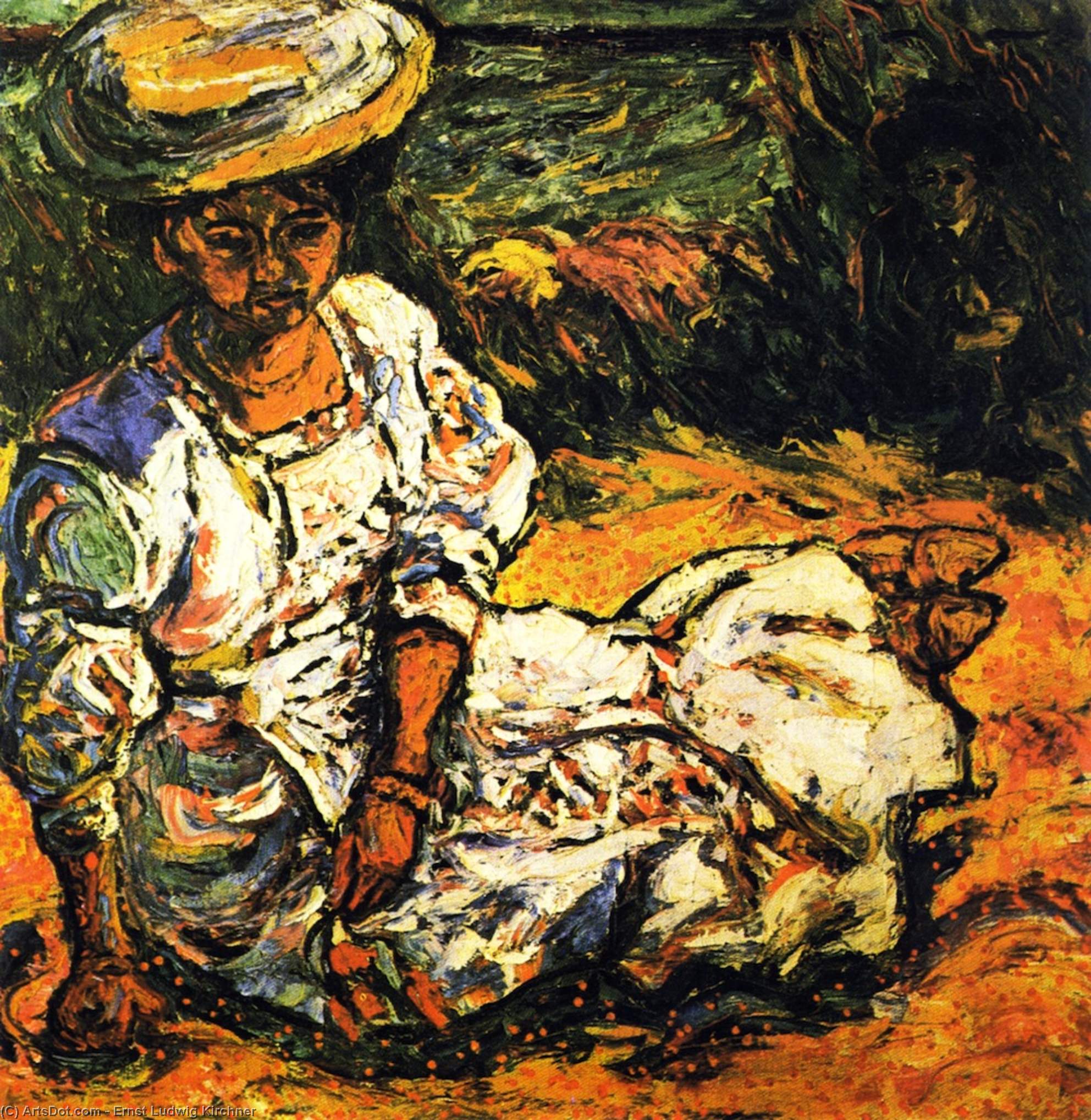 Retrato De Mujer Con Vestido Blanco (emmy Frisch) — Ernst Ludwig Kirchner