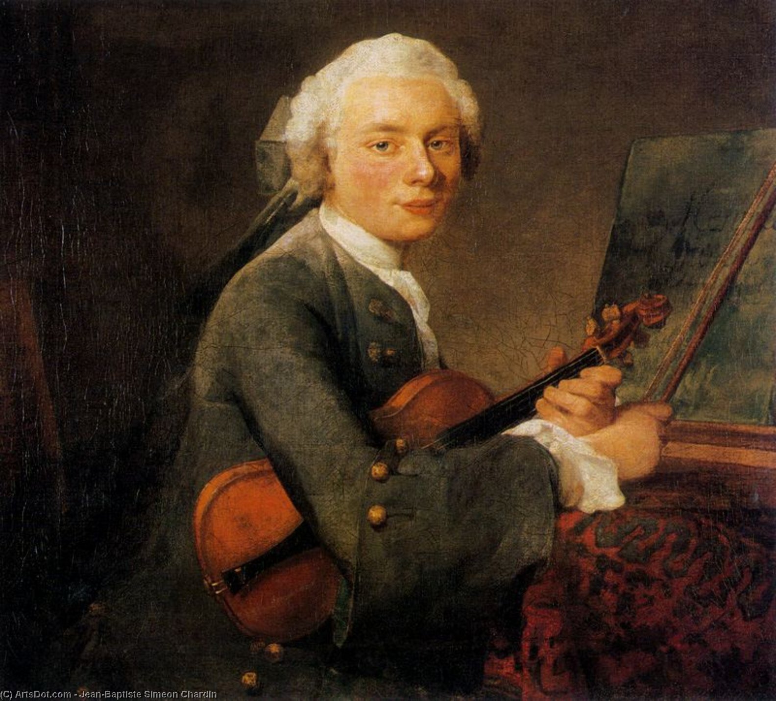 Portrait De Charles Godefroy, Dit Le Jeune Homme Au Violon — Jean-baptiste-siméon Chardin