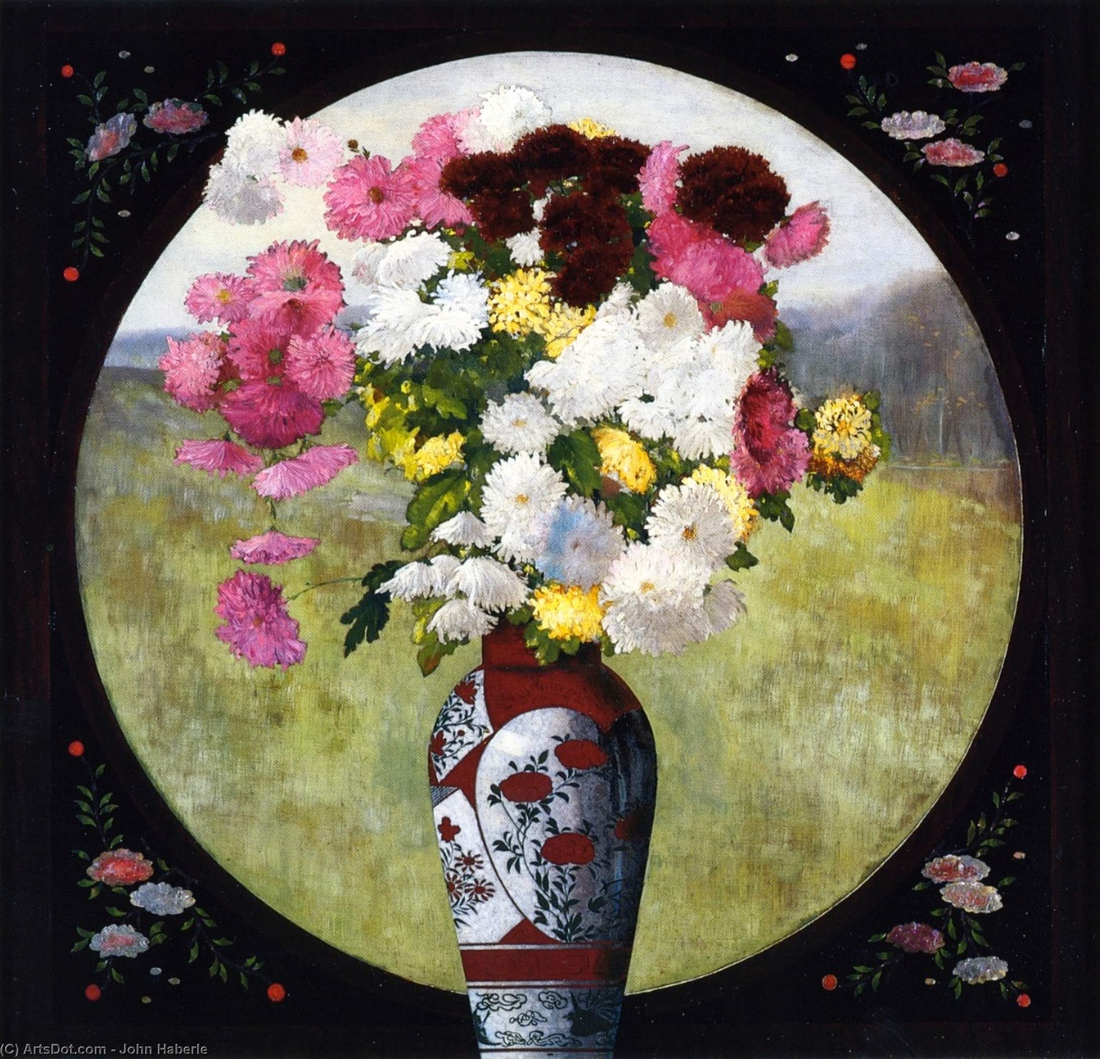 Chrysanthemums In A Chinese Vase — John Haberle