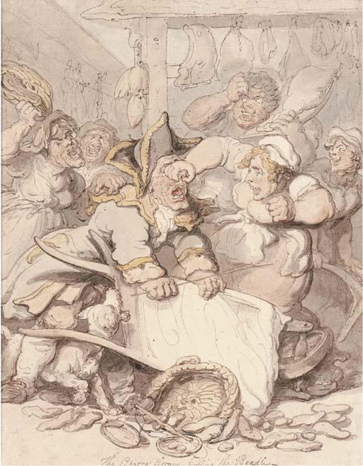 The Barrow Women Basting The Beadle — Thomas Rowlandson