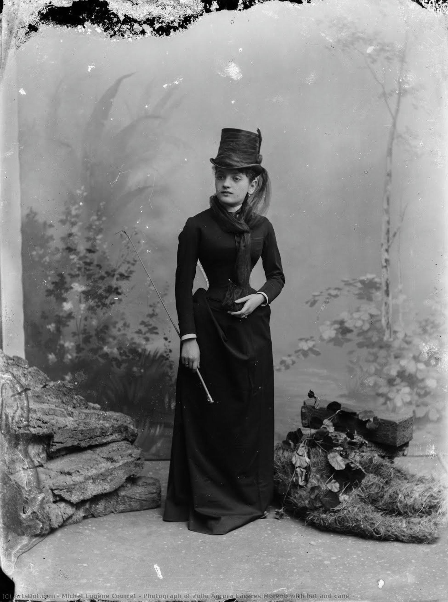 Photograph Of Zoila Aurora Cáceres Moreno With Hat And Cane — Michel Eugène Courret