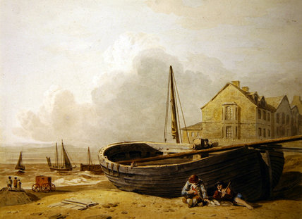 A Fishing Boat Drawn Up On Hastings Beach — John Varley I (the Older)
