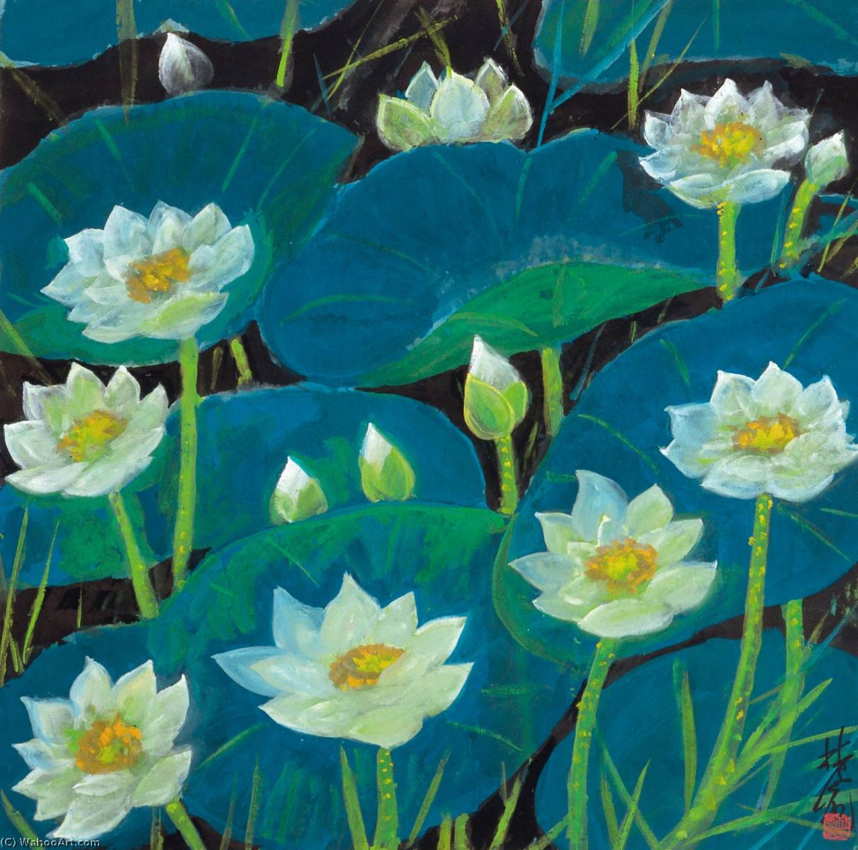 Lotus Pond — Lin Fengmian Flying Geese Over The Lotus Pond