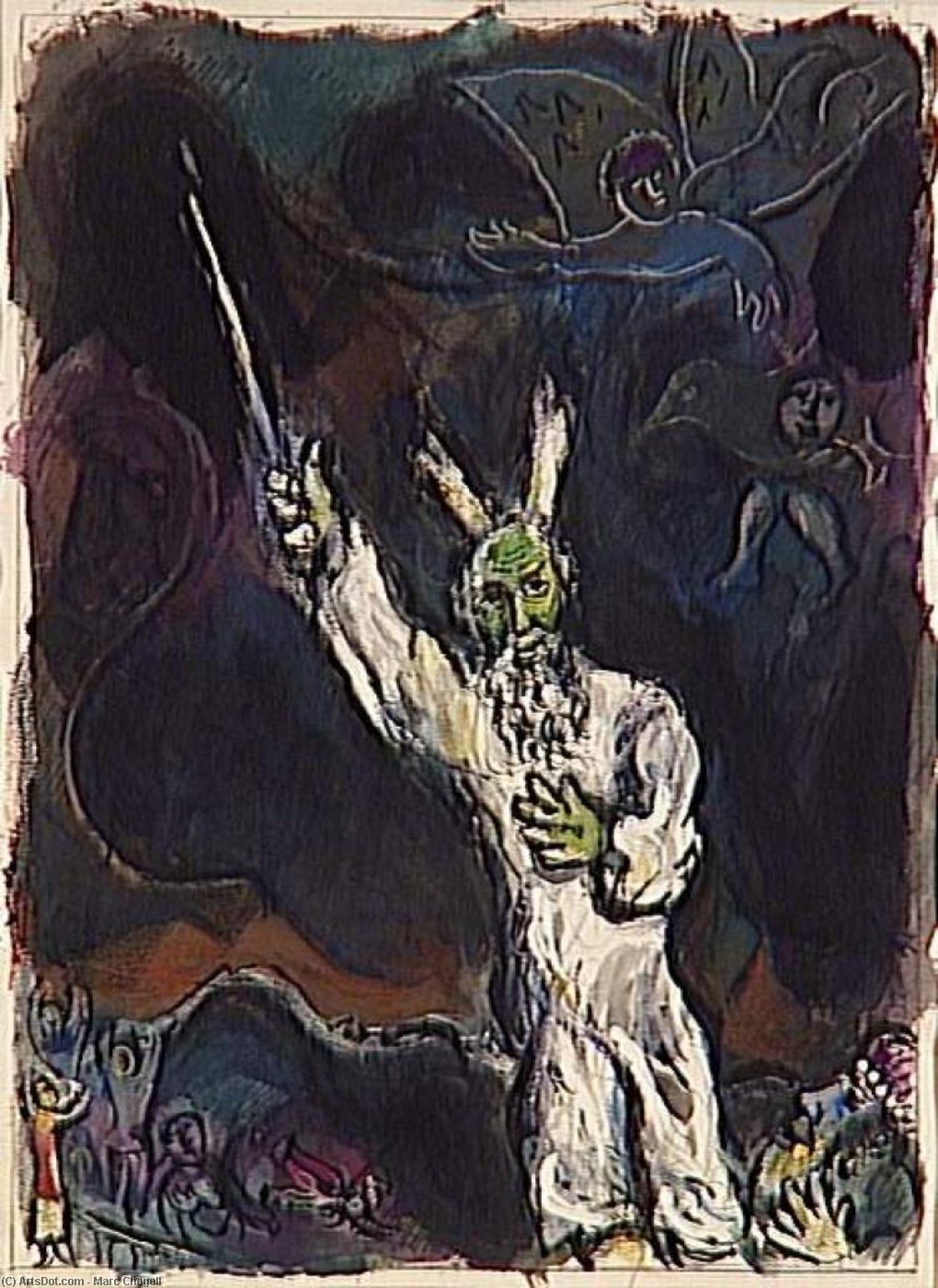 Moses Spreads The Darkness Over Egypt — Marc Chagall