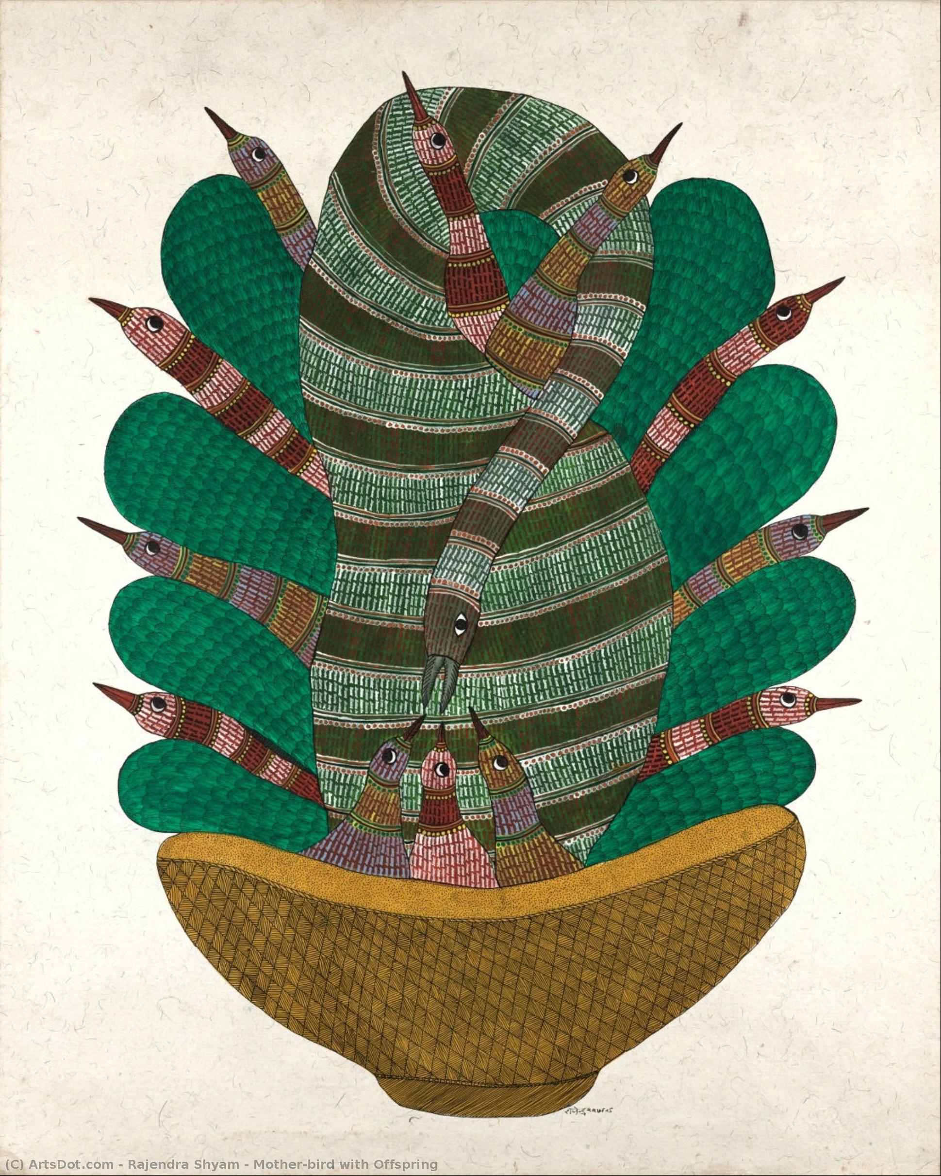 Mother-bird With Offspring — Rajendra Shyam