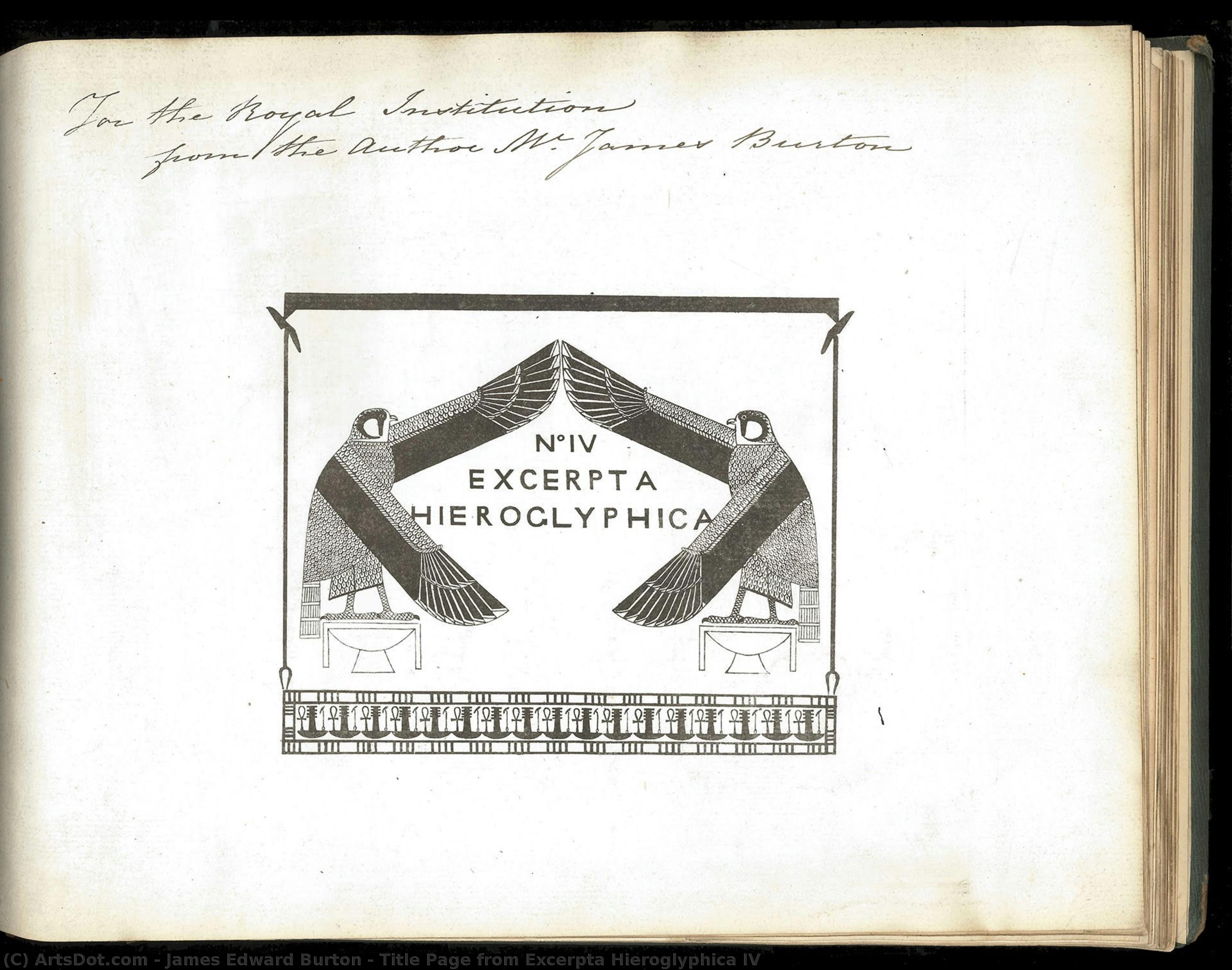 Title Page From Excerpta Hieroglyphica Iv — James Edward Burton