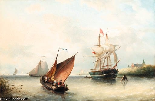 Shipping In A River Estuary On A Windy Day — Nicolaas Riegen