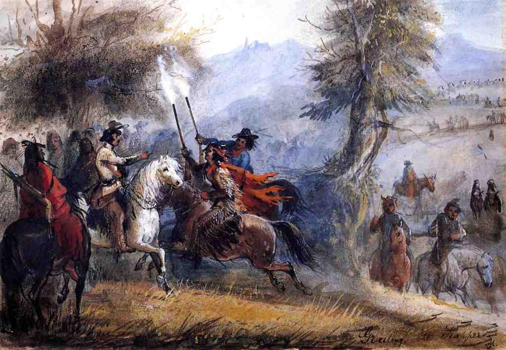 Greeting The Trappers — Alfred Jacob Miller