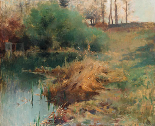 Spring Study Of Reeds In Chadwick's Garden At Grèz — Willard Leroy Metcalf