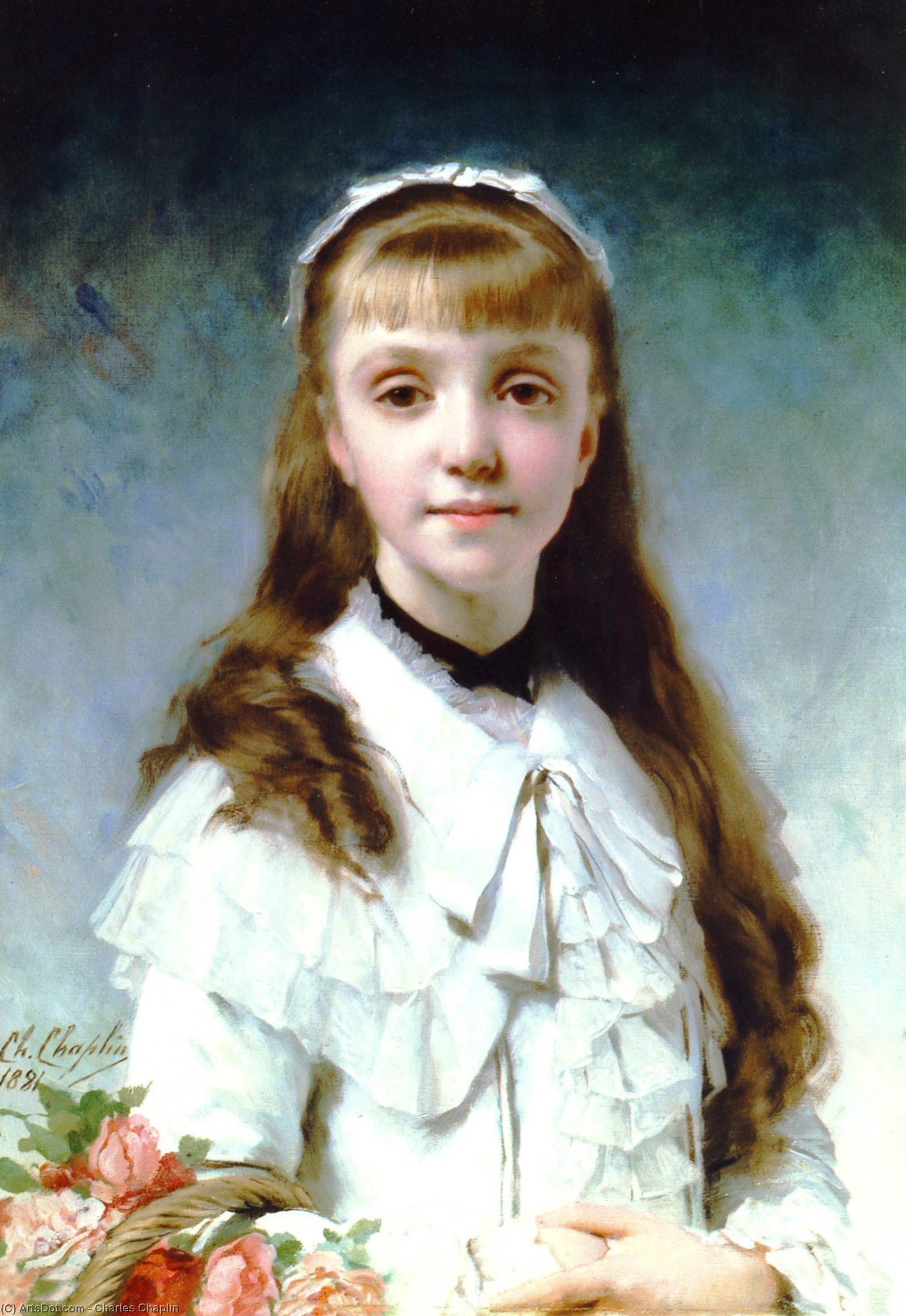 Chaplain Charles Young Girl With Bouquet — チャップリン