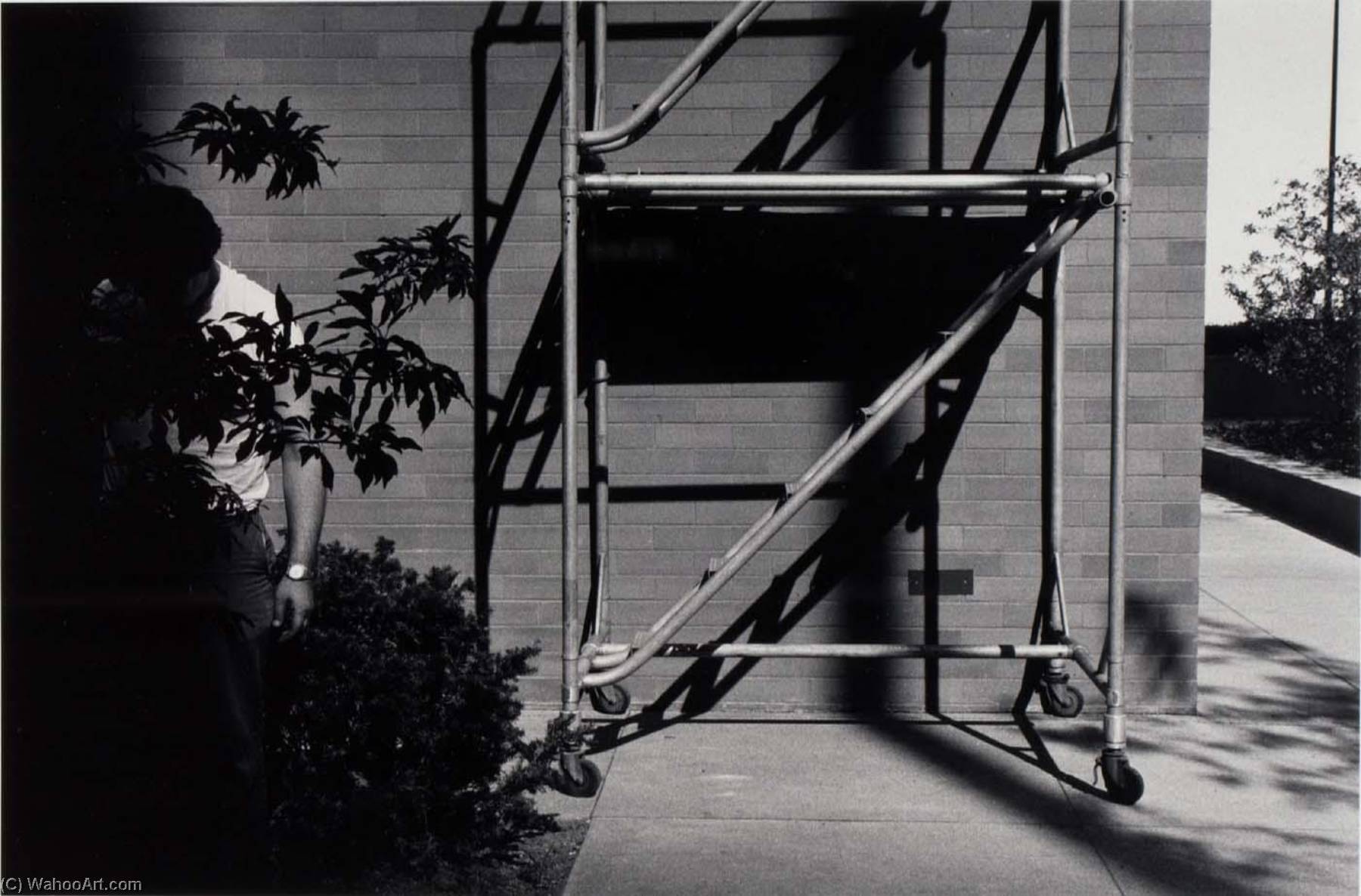 Untitled (scaffolding, Figure At Left In Shadows) — Burk Uzzle